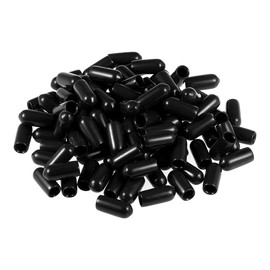 sourcing map 100pcs Rubber End Caps 5mm ID Vinyl Round Tube Bolt Cap Cover Screw Thread Protectors Black