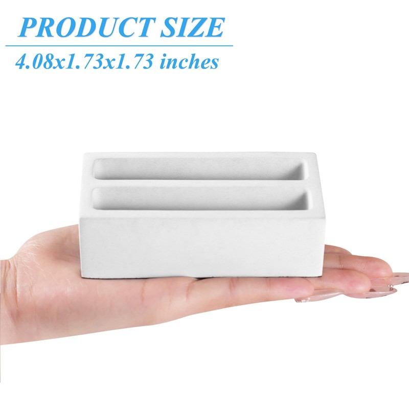BAOHD Concrete Business Card Holder for Desk, 2 Slot Desktop