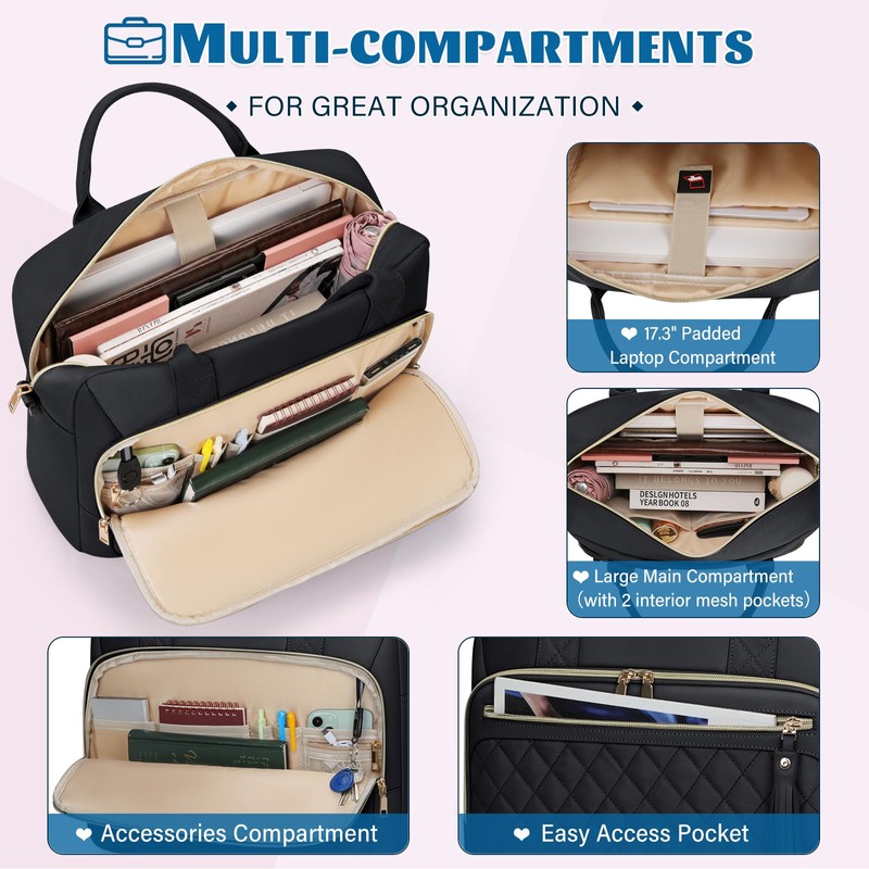 Laptop Bag 17.3 Inch Laptop Briefcase for Women Waterproof Computer
