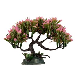 Gingerbread Pet Supply Pink and Yellow Plastic Bonsai Tree Plant Aquarium Decor