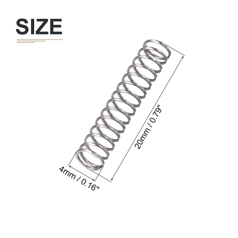 DTGN 0.4x4x20mm(DxODxL) Compression Spring - 10Pack - Good for Machinery