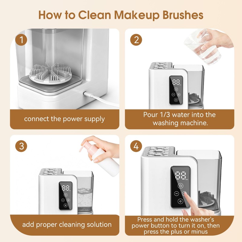 3 IN 1 Electric Makeup Brush Cleaner Machine With Makeup