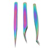 3PCS Eyelash Tweezers Stainless Steel Lash Tweezers Set False Eyelash