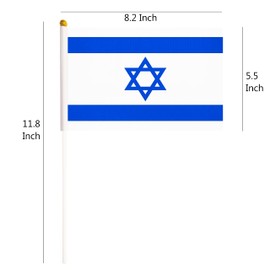 25 Pack Israel Small Flag, Hand Held Israeli Stick Flag National Country Flag, Party Decorations, Supplies For Parades, Festival Events, International Festival, Celebration (Israel)