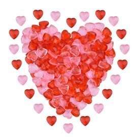 [200 PCS] 3D Red Acrylic Hearts Baubles for Valentines Day、Christmas Decorations, Valentines Crystals Love Hearts for Table Decoration , Nice Vase Jar Filler, Craft Accessories for Decorating Boxes