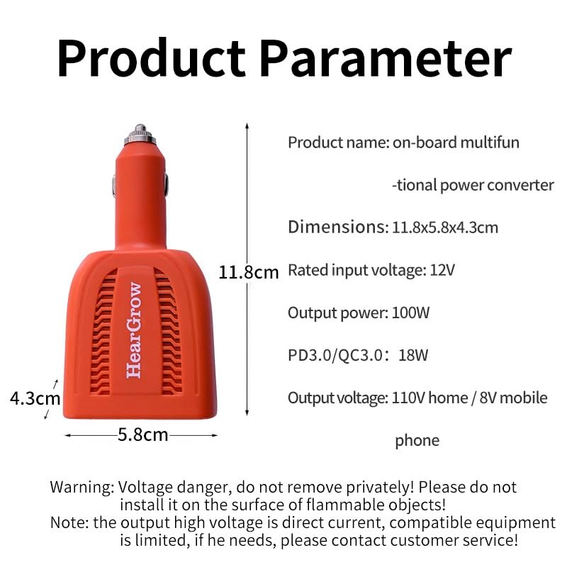 100W 12v to 110v Converter Car Power Inverter for Plug