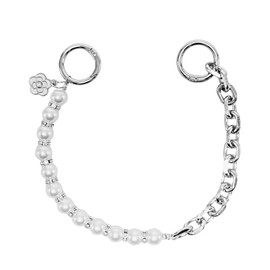 OTETTS Silver Pearl Keychain with Flower Bag Charms for Handbags Purse Pendant Trendy Jewelry for Women Accessories Gift