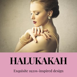 Halukakah 1920s Long Pearl Necklace for Women - Exquisite Natural Cultured Pearls - Luxurious 8 mm Strand with Timeless Elegance - Length 150 cm / 180 cm - Perfect for Special Occasions, Pearl, No