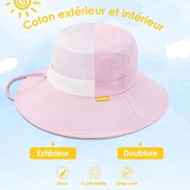 SEYUFN Baby Hat Summer Kids UV 50 Protection Hat Toddler Girls Cap Boys Fishing Hat Baby Wide Brim Sun Hats, pink