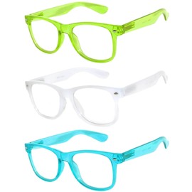 OWL 3 Pack Kids Glow In The Dark Glasses, UV Protected Clear Lens Girls Boys Play Glasses, Plastic Frame Toddler Fun Glasses