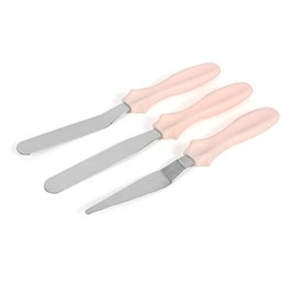 UBEF Baking Spatula Set Food Cream Spatula Easy to Clean Durable Stainless Steel Plastic for Cheesecake (Pink)