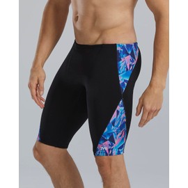 TYR Men's Standard Durafast Elite Solid Jammer Swimsuit, Navy/Pink Crystalized, 38