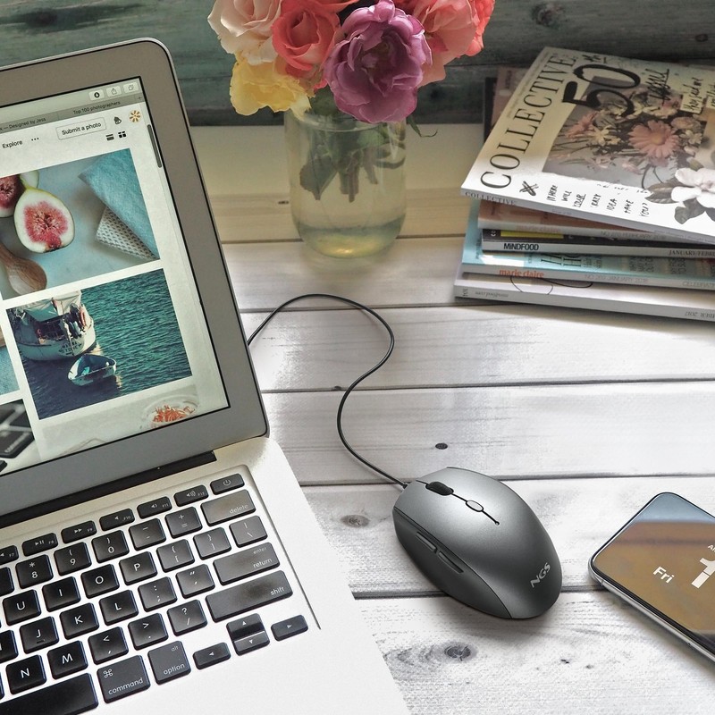 NGS Moth Gray - Optische Maus mit USB-Kabel für Computer