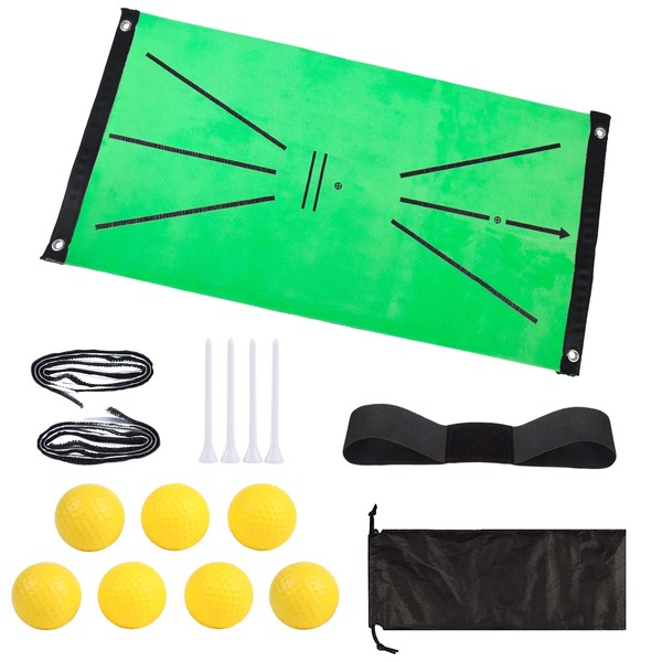 CihelyB Golf Practice Mat Golf Shot Mat Swing Detection Mat Anti-Slip Base Golf Mat Golf Practice Mat Golf Practice Swing Golf Practice Equipment with Corrective Belt Abrasion Resistant Durable for Home Indoor Outdoor Practice Practice Makes a Beautiful 