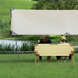 TRY & DO Loveseat Camping Chair for 2 Persons,Portable Double Seat Camping Chair with Wood Armrest,Outdoor Camping Bench Foldable for Patio Lawn Beach Park Indoor Outdoor Hiking,Hold up to 353 lbs