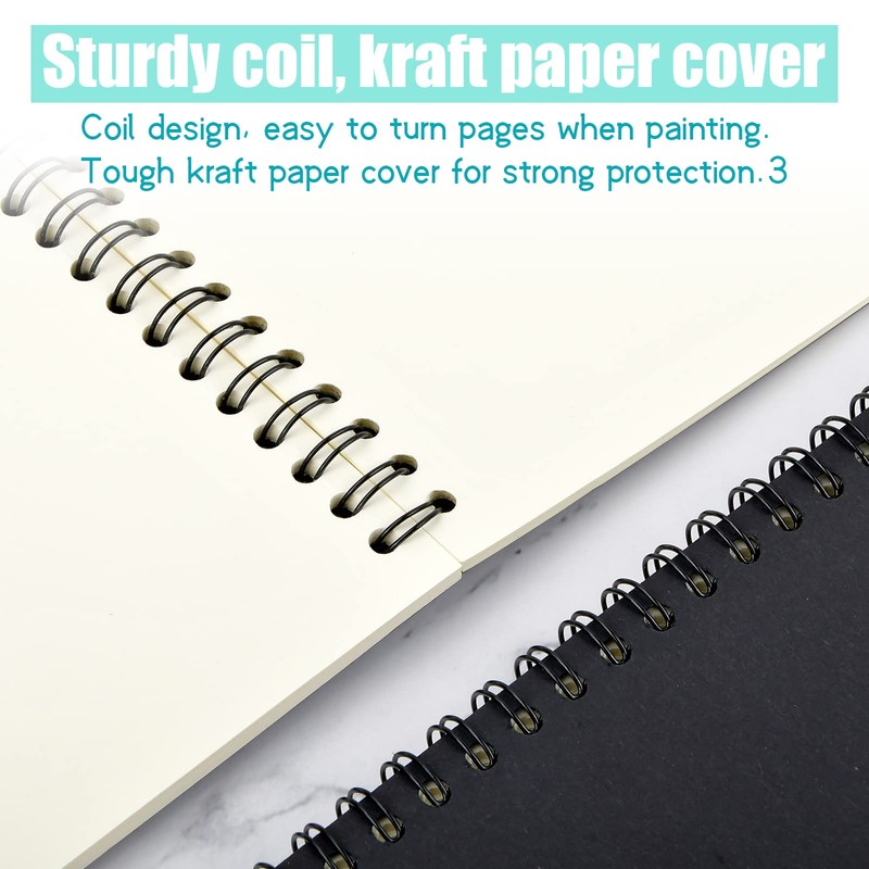 2 Pack Sketch Notebook, 280 Sides/140 Pages A4 Coil Sketchbook,
