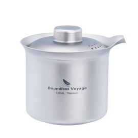 Boundless Voyage Ti3145D Titanium Teapot, Stylish, Heat Resistant, Double Layer, Small, 4.2 fl oz (125 ml), Tea Pot, Chinese Tea Pot, Lightweight, Rust-resistant, Easy to Clean, Travel Teapot, Portable Teapot, Unbreakable, Outdoors, Camping Equipment, Storage Bag Included