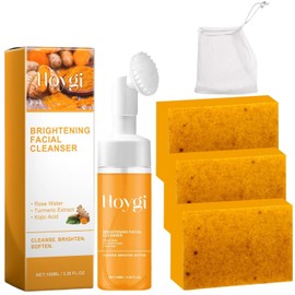 hadaclub Turmeric Wash and Care Two Piece Set, Tuemeric Facial Cleanser & Turmeric Soap Combo, Turmeric Cleansing Mousse,Deep Cleansing Hydrating Facial Wash For All Skin Types