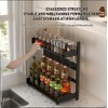 3-Tier Spice Rack Organizer with Knife Holder, Black Metal Counter