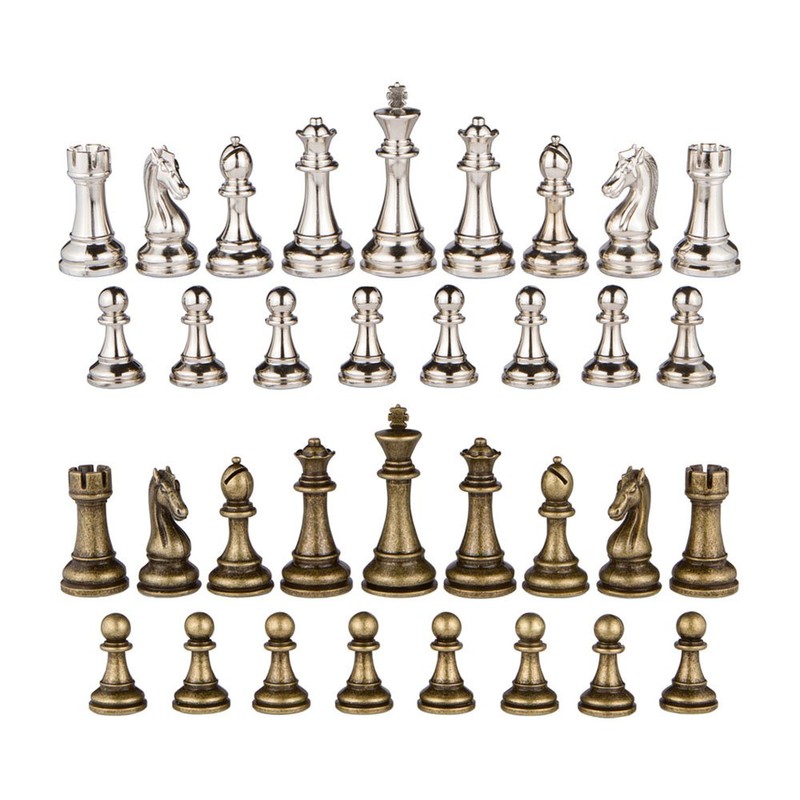 Mars Silver and Bronze Metal Chess Pieces with 3 Inch