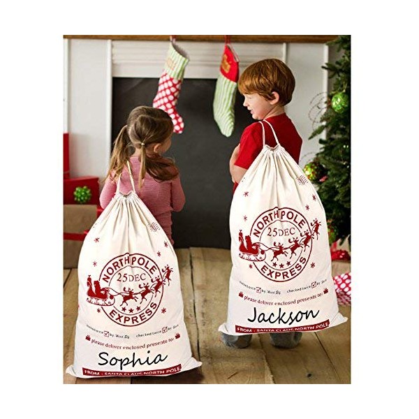 OurWarm 2pcs Large Santa Sacks, Bags, Canvas Blank Storage Bags