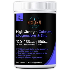 NGU Calcium Magnesium Zinc Essential Mineral Supplement 240 Vegan Caplets for Immune Support and Bone Strength for Adults Women and Men