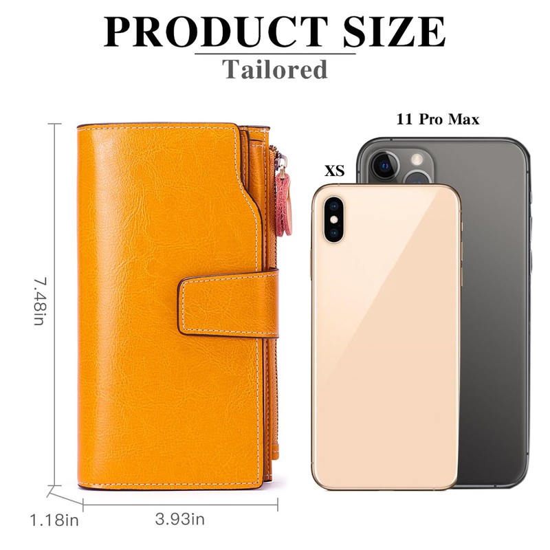SENDEFN Women's Long Wallet, Bi-fold Wallet, Genuine Leather, Large Capacity,