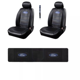 Plasticolor New 4pc Ford Elite Car Truck Front Seat Covers Rear Runner Floor mat Lanyard