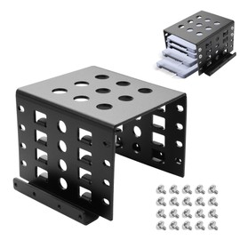 2.5 HDD Mounting Rack, Aluminum Hard Drive Storage Bracket, Mount 4 x 2.5 Inch SSD/HDD into 3.5 Inch Drive Bay ,State Drive Hard Disk Cage for PC, Server, NAS Cooling - 1PCS