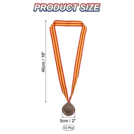 PATIKIL 2 Inch Bronze Award Metals, 12 Pieces Award Medals 3rd Place Bronze Prize with Neck Ribbon for Games Sports Competitions