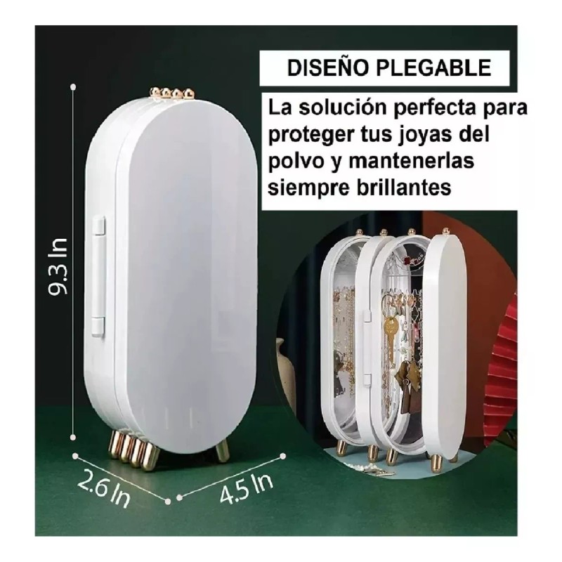 KFMX Joyero Organizador Plegable Con Espejo Aretes Collares