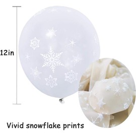 50PCS White Balloons 12 Inch Snowflake Balloons Snow White Party Decorations Winter Wedding Decorations/Baby Shower Birthday Party Supplies
