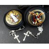 PLONKLY St Michael & St Benedict Hematite Rosary Necklace for