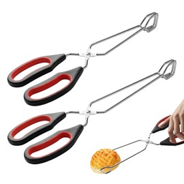 2 Pack Scissor Tongs for Kitchen and BBQ Food Tongs for Grilling, Cooking, Flipping & Serving Burgers, Steak, Salad (Medium & Large)