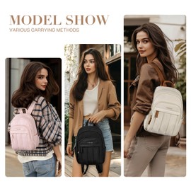 Missnine Mini Backpack for Women,Lightweight Quilted Small Backpack Purses,Puffer Daily Backpack Water-resistant,Pink