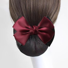 Chignon Net Barrette with Net Bun Net, Hair Net, Ribbon, Hair Net, Hair Net, Hair Closure, Women's Hair Accessory, Red