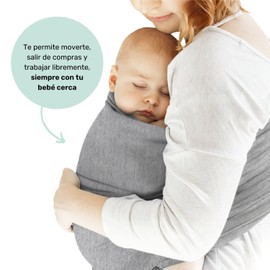 Nap Baby Fular para Bebé ó Cangurera para bebé elástico y suave, 100% algodón respirable con spandex, para bebés de 0 a 13 kg (Gris)