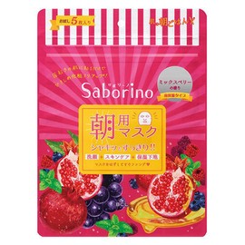 Saborino Facial Sheet Mask Ripe Fruit Highly Moisturizing Type - 5 Sheets (Green Tea Set)