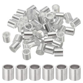 uxcell 3/8"(10mm) Aluminum Crimping Loop Sleeve, Wire Rope Stop Sleeve Round Crimp Ferrules for Wire Rope and Cable Ferrule, Silver 50Pcs