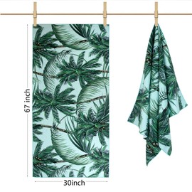 QUOPID Microfiber Beach Towels,Ultra Soft and Sand Free Beach Essentials,High Absorbent Pool Towels,Quick Dry Light Weight Oversized Large Towels for Travel Camping Beach Accessories (Coconut Tree)