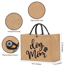 New Mom Gifts Best Gifts for Expecting Mom Dog Mom Burlap Tote Bag First Time Mom Gifts Mom To Be Gift for Women Dog Lover Friend Coworker Birthday Christmas Reusable Beach Bag Shopping Bags