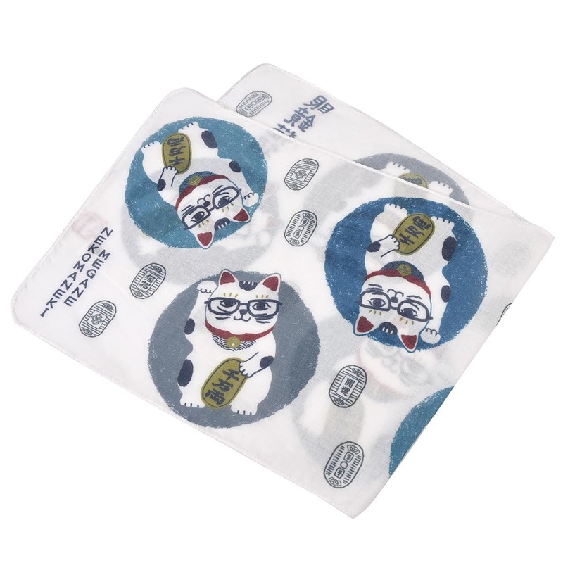 Japanese Pattern Gauze Tenugui Cat Maneki Pattern