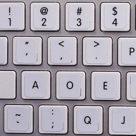 MAC DVORAK KEYBOARD STICKERS ON WHITE BACKGROUND