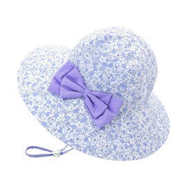 POMIJIAN Bows Baby Girl Sun Hat Toddler Summer Bucket Hats for Kids Sun Protection Cap Girls Beach Hat Swim Pool (US, Age, 3 Months, 6 Months, A-Purple)