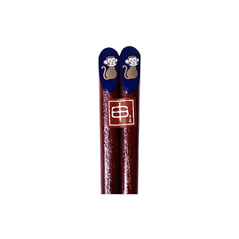 Wakasa 12917-6 Painted Chopsticks, Furimuki, Chinese Zodiac Chopsticks, Monkey, 9.1