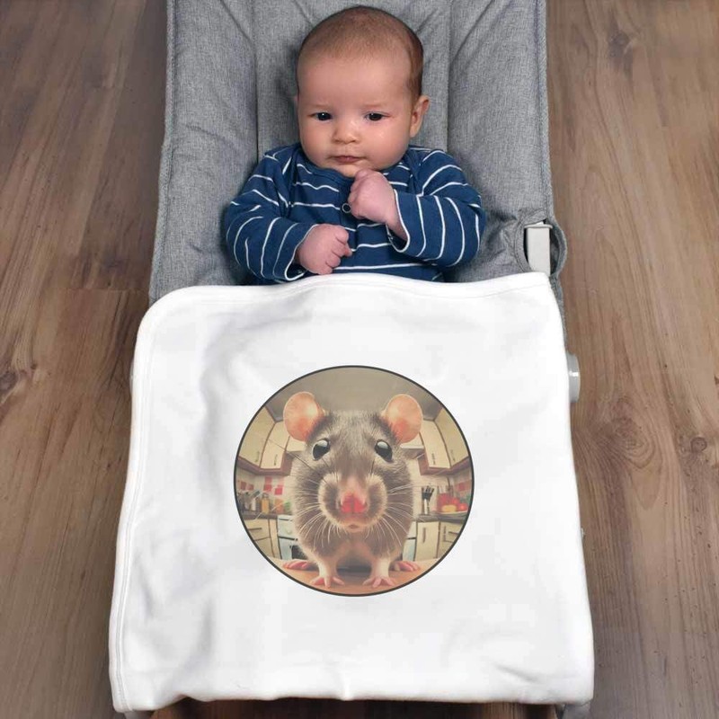 Azeeda 'Kitchen Rat' Cotton Baby Blanket/Shawl (BY00039770)