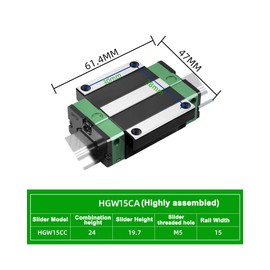 LD-Teemm HGW15CA Linear Slider Bearing, 2pcs HGW15CA Flange Bearing Slider Block, for HG15 High Assembly CNC Linear Guide for CNC Machines and DIY Project.