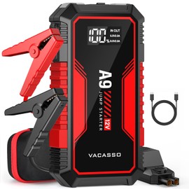 Jump Starter 4000A, VACASSO A9 Battery Jumper Starter Portable (7L Gas/4L Diesel), 12V Car Battery Booster Jump Starters Pack, Jumpstart with USB Ports, Jumper Cables, LED Light, Storage Case