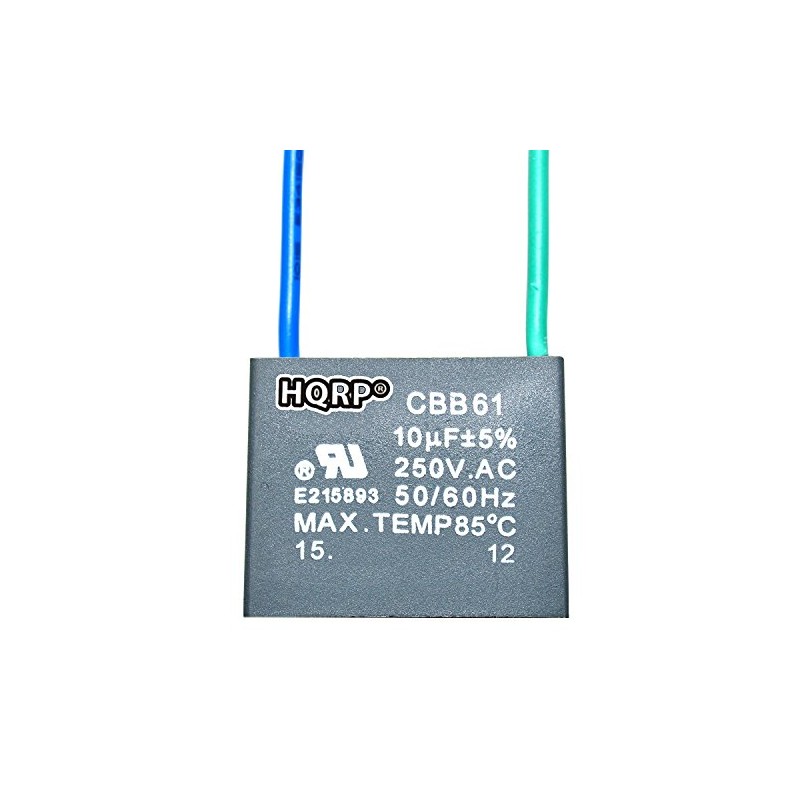 HQRP condensador de ventilador de techo CBB61 10uf 2 hilos
