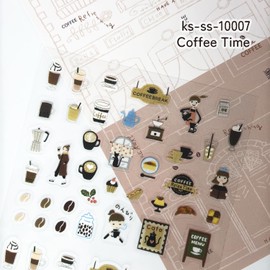 Shealdo Ks-ss-30001 ShinziKatoh Sheet Seal, Coffee Time, Exotic Shorthair, Gardening, Set of 3, Coffee, Cat Garden, Made in Japan